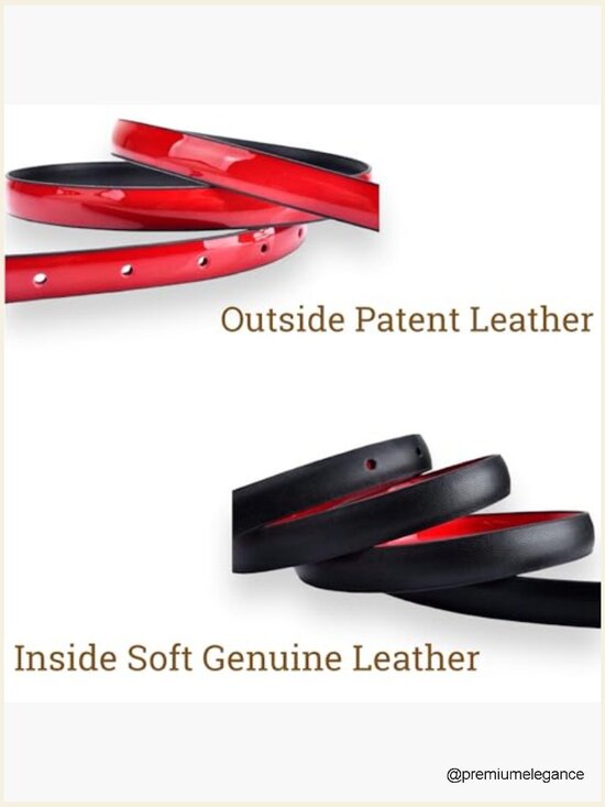 Reversible Skinny Patent Leather Belt Gold Buckle 0.5\